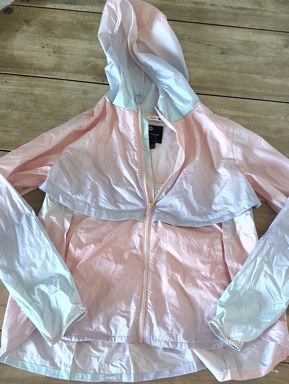 all in motion Pink and White Hooded Windbreaker Jacket